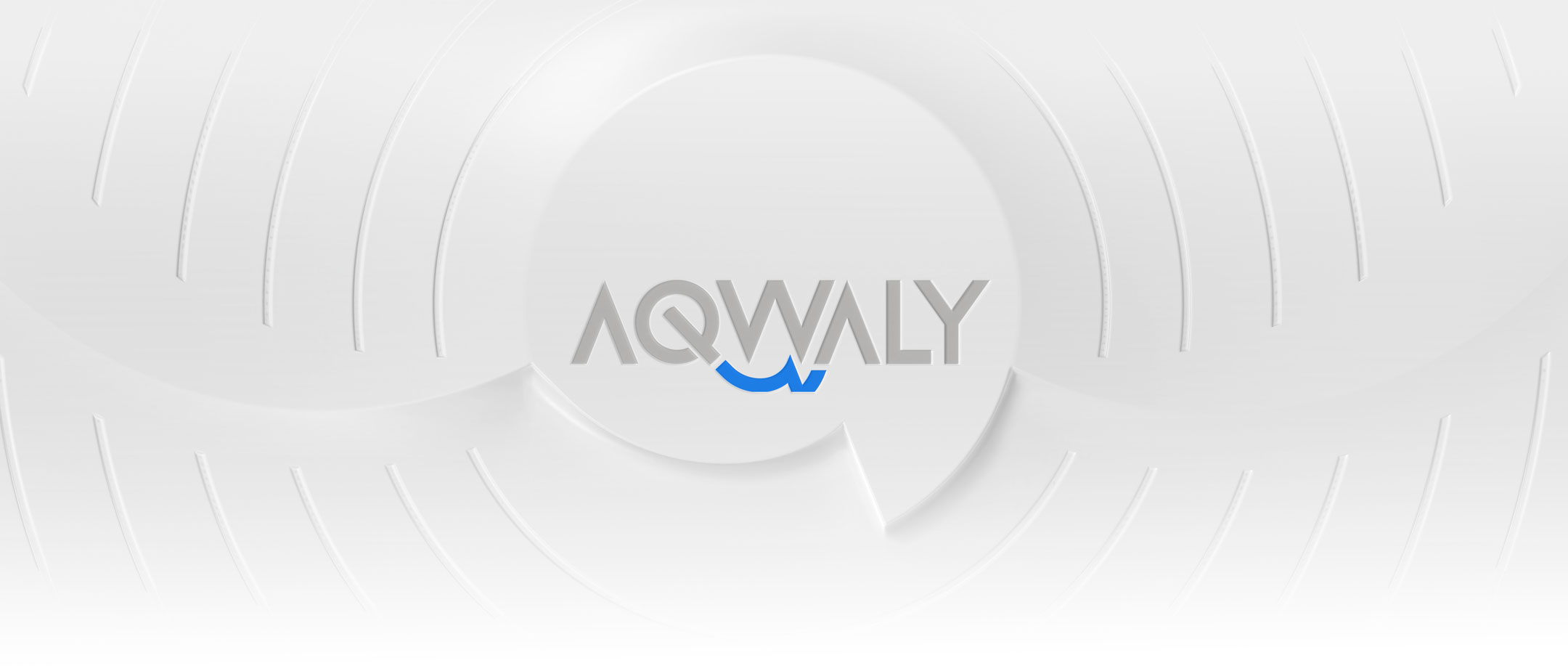 AQWALY concept identity on a light embossed background