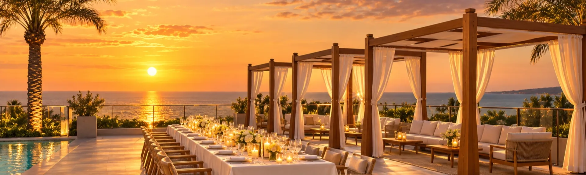 Evening pool and lounge atmosphere, supplied as event planning reference