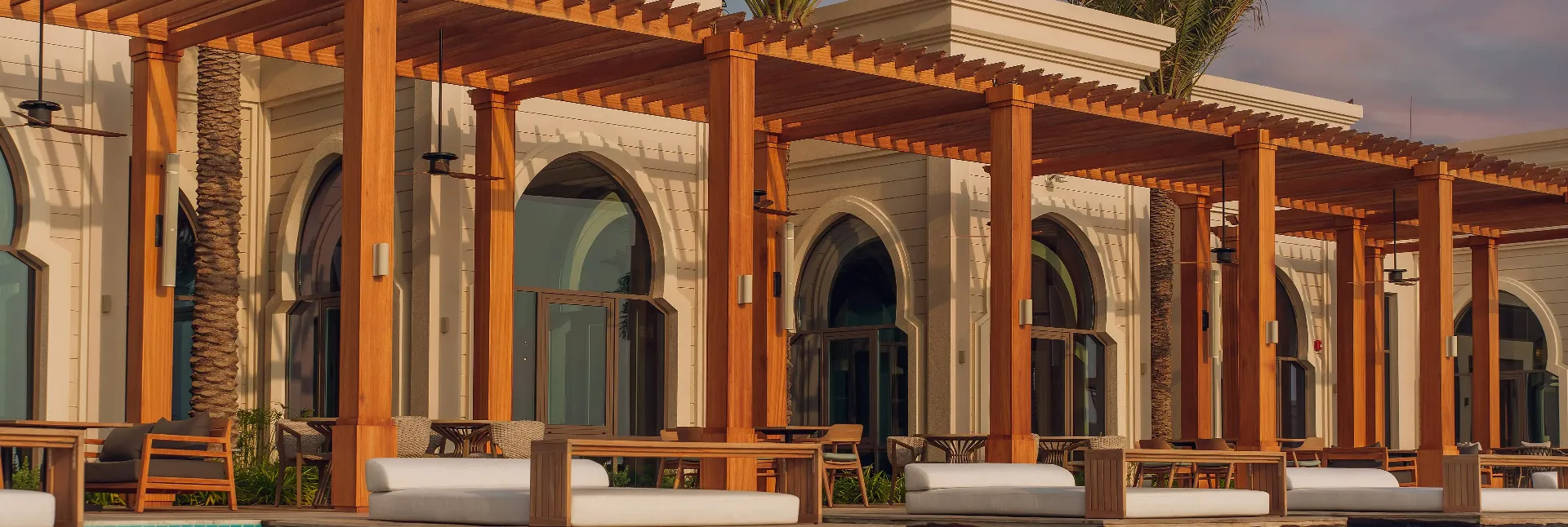 Covered outdoor pergola area, supplied as event planning reference